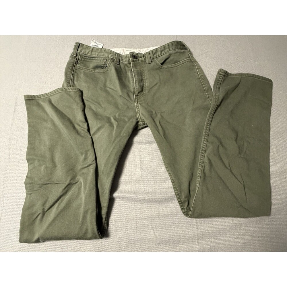 Dockers Men's 32x34 Olive Green Straight Fit Chino Pants Khaki Trousers Pre-Own